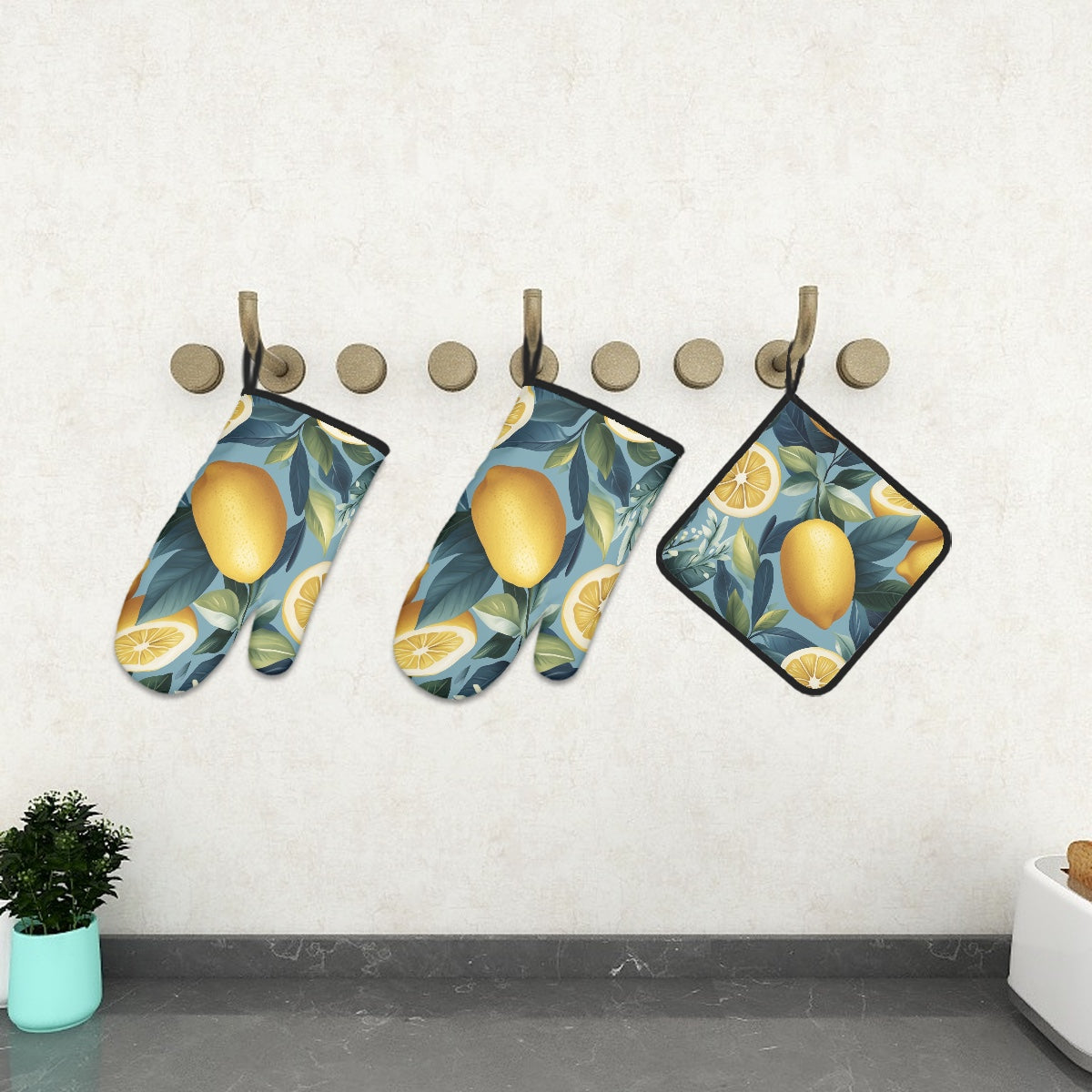 Ofenhandschuh- und Topflappen-Set (3-teilig)
