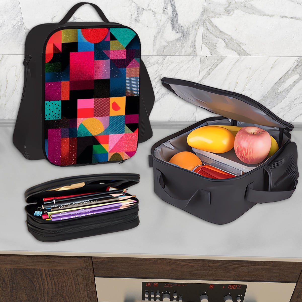 3-teiliges Set: Rucksack, Lunchbag & Federmäppchen