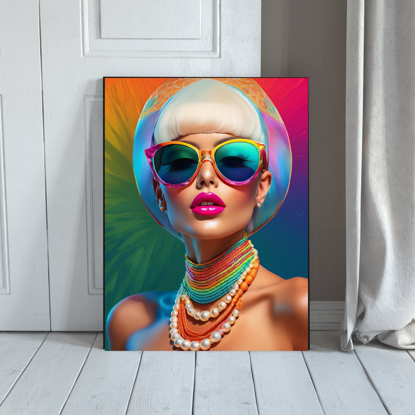 Woman with pink lips / 80 x 60 cm