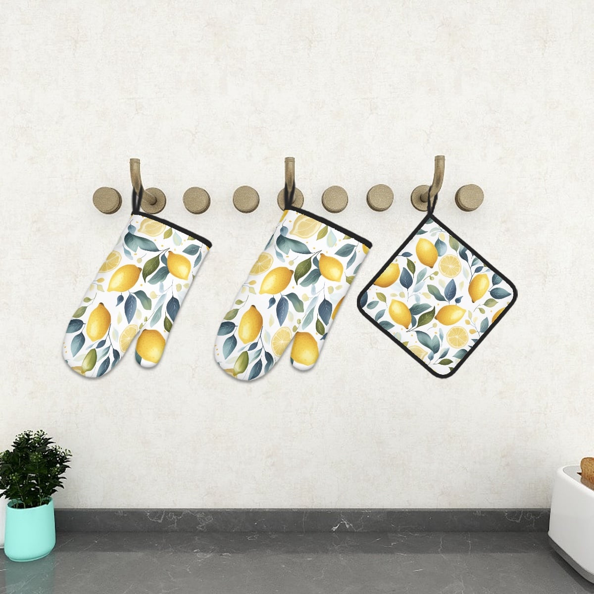Ofenhandschuh- und Topflappen-Set (3-teilig)