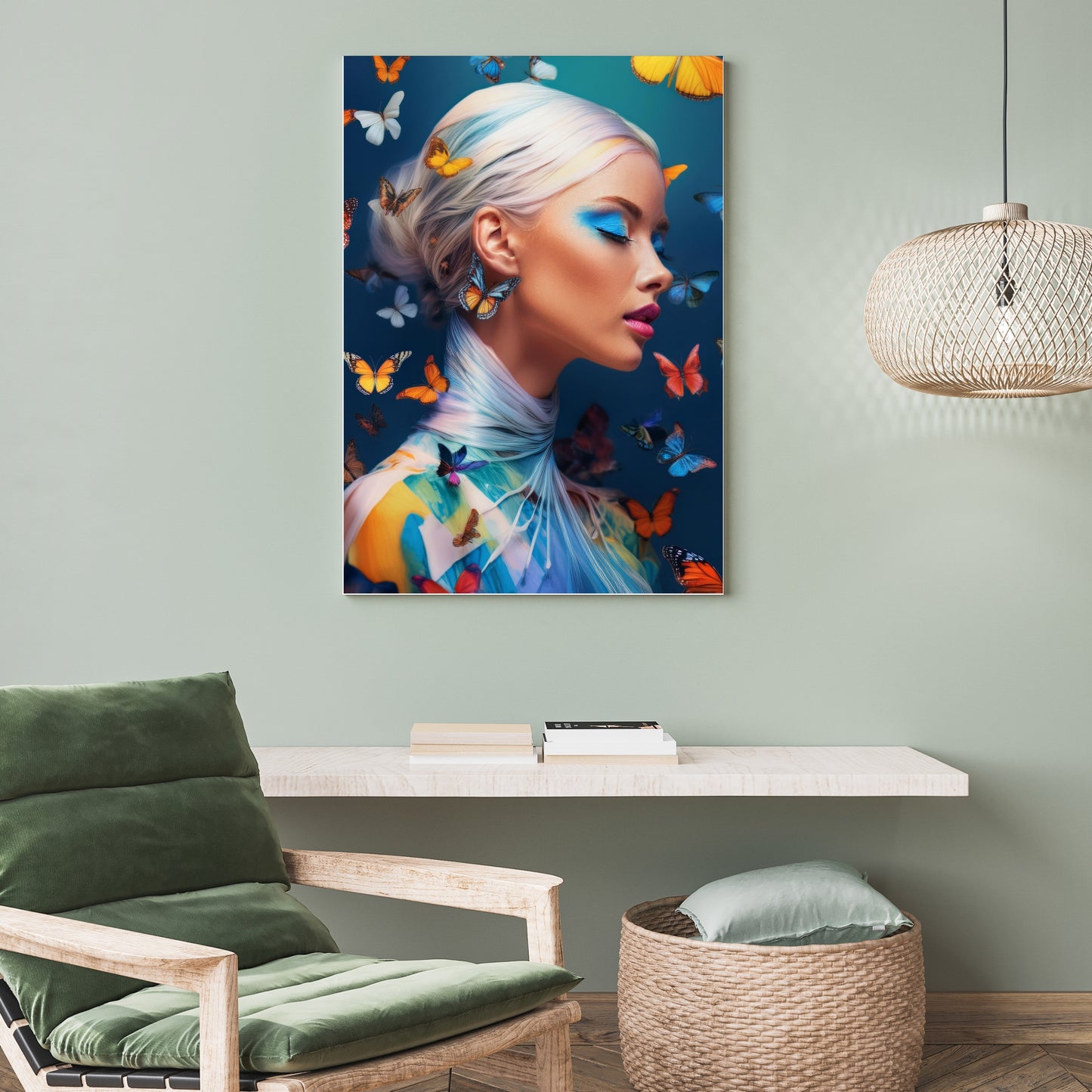 Woman with butterfly / 80 x 60 cm