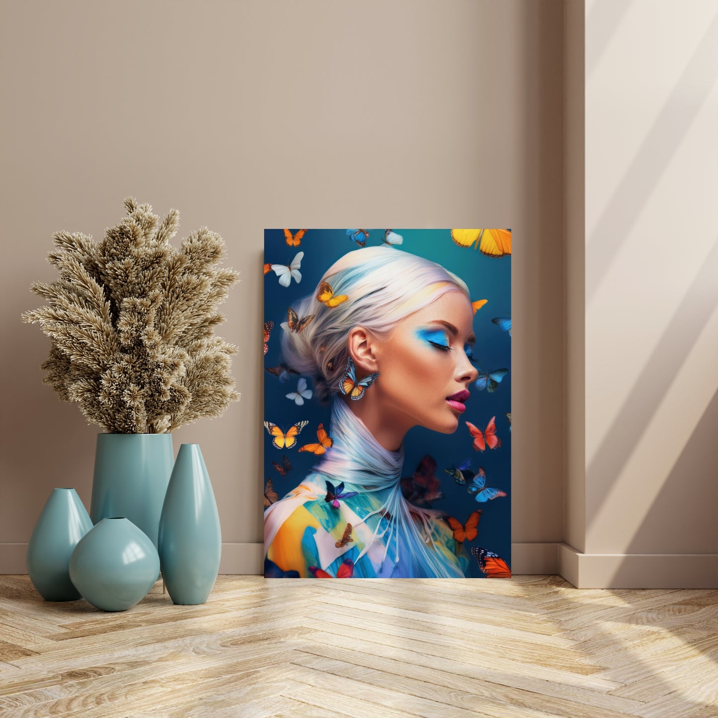 Woman with butterfly / 80 x 60 cm