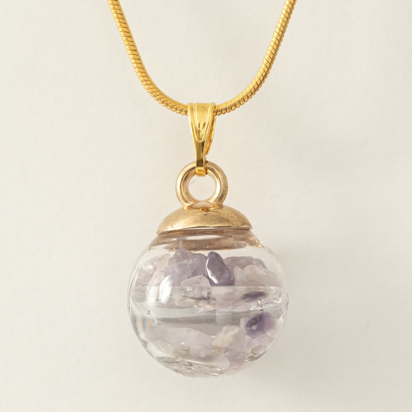 Pearl amethyst, gold, handmade