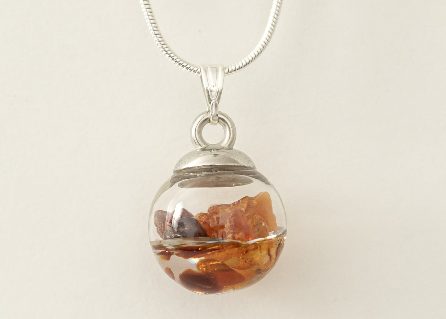 Perle Bernstein, silber, handmade