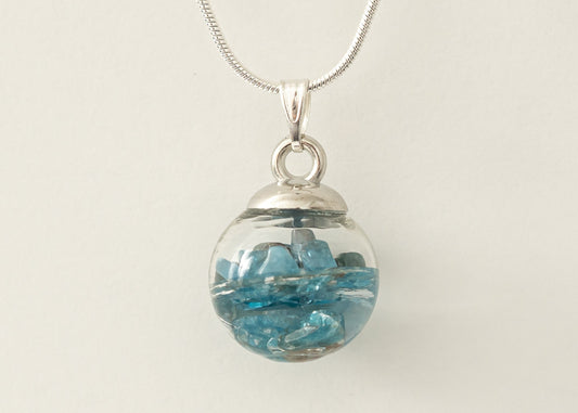 Perle blauer Apatit, silber, handmade