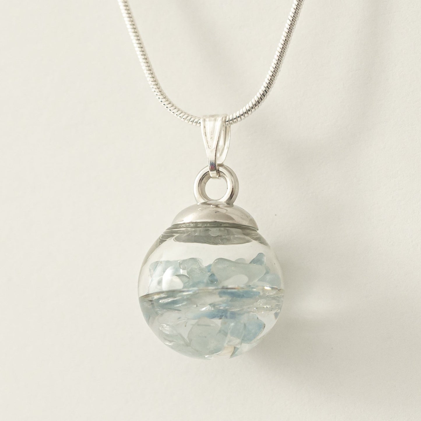 Perle Aquamarin, silber, handmade