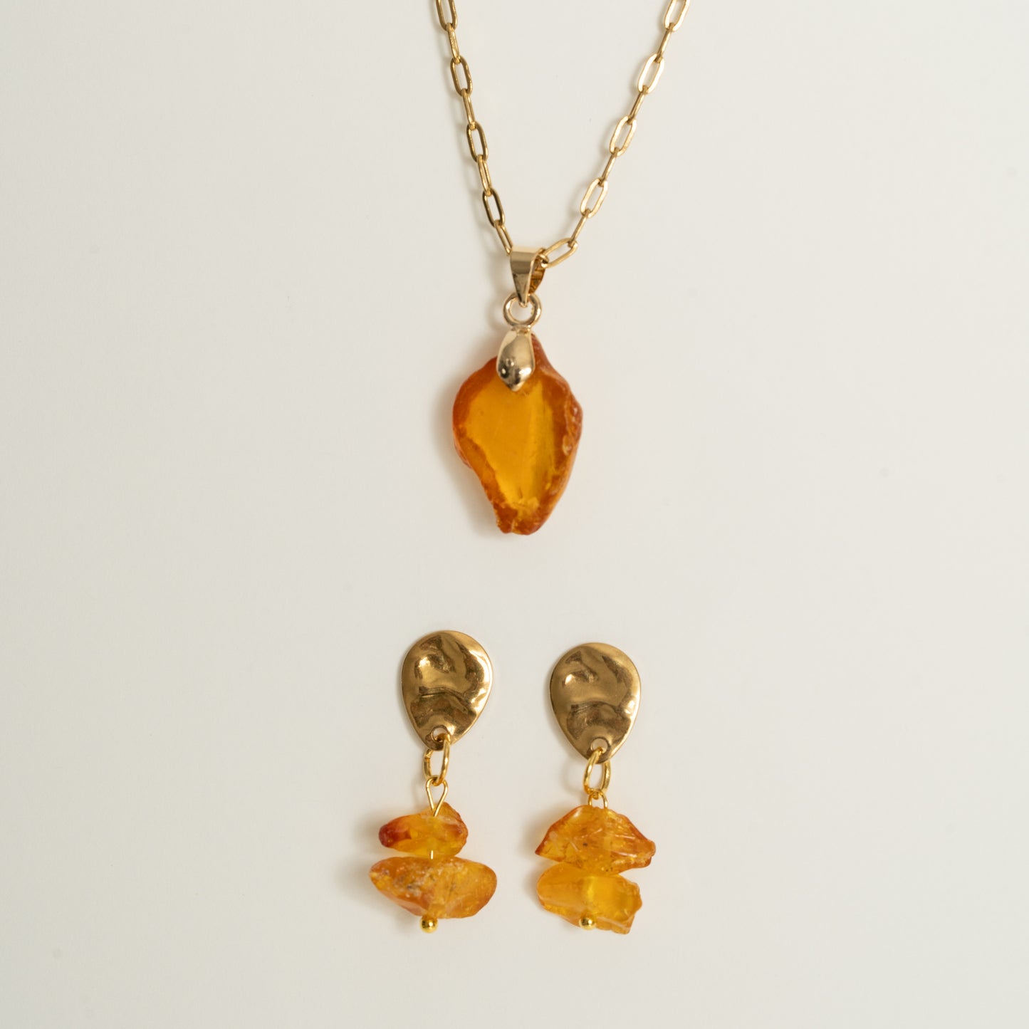 Set Bernstein, Kette und Ohrringe, handmade