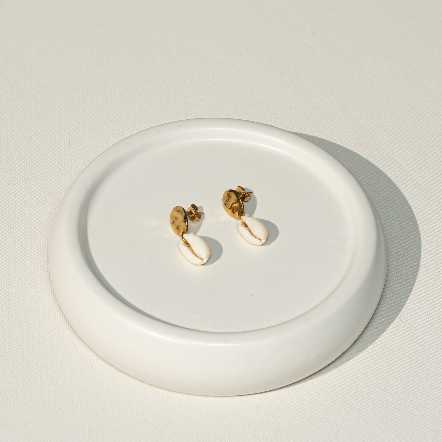 Set Kaurimuschel, Kette und Ohrringe, handmade