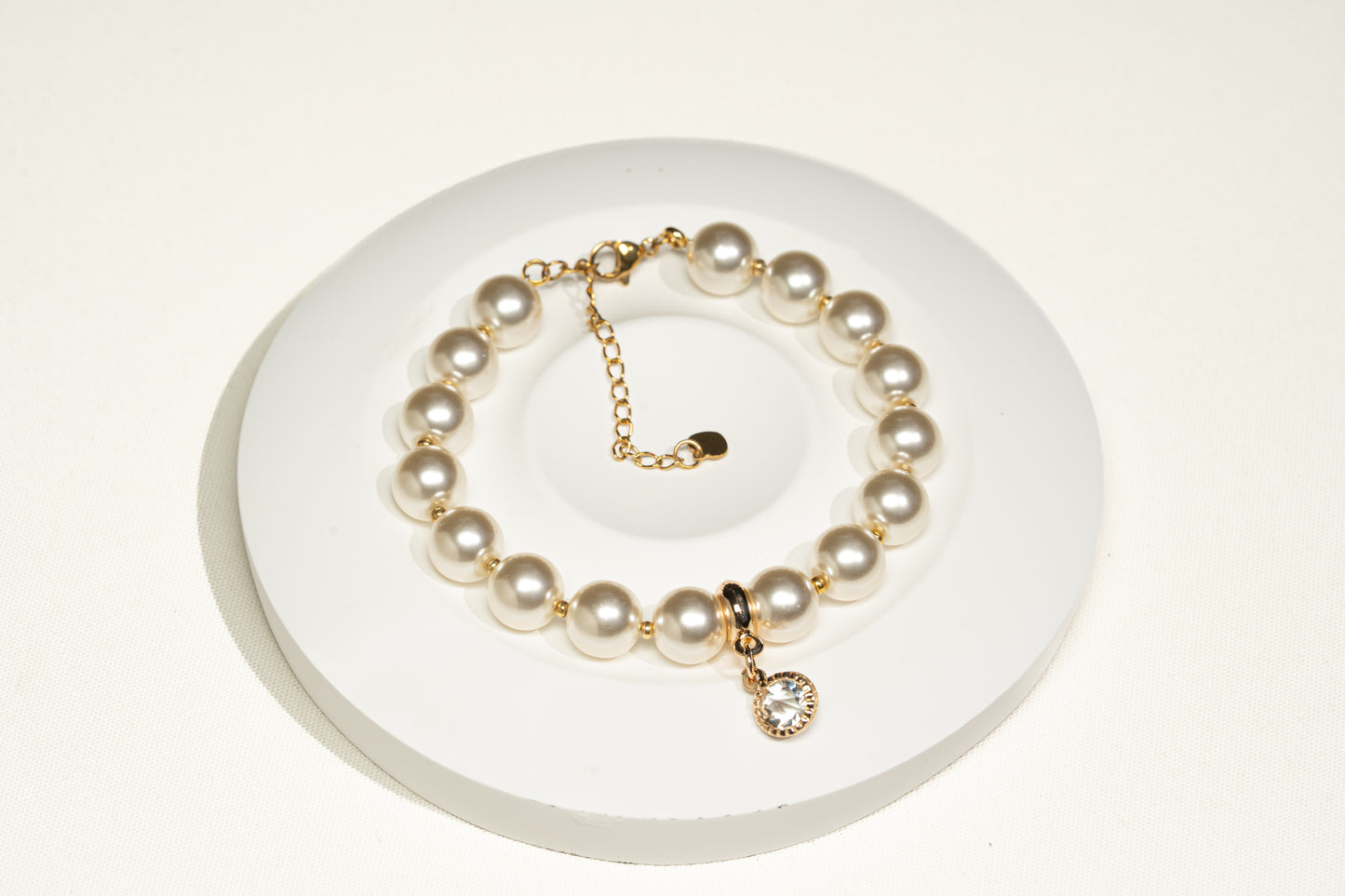 Champagnerfarbenes Perlenarmband, handmade