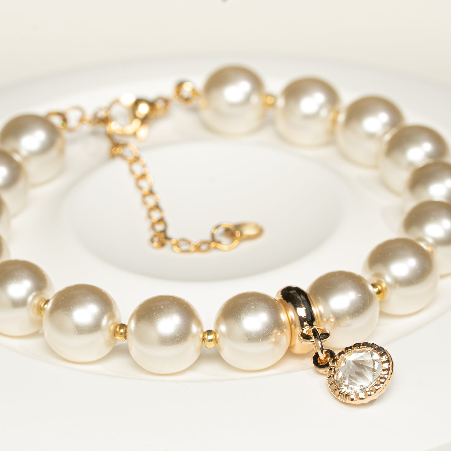 Champagnerfarbenes Perlenarmband, handmade