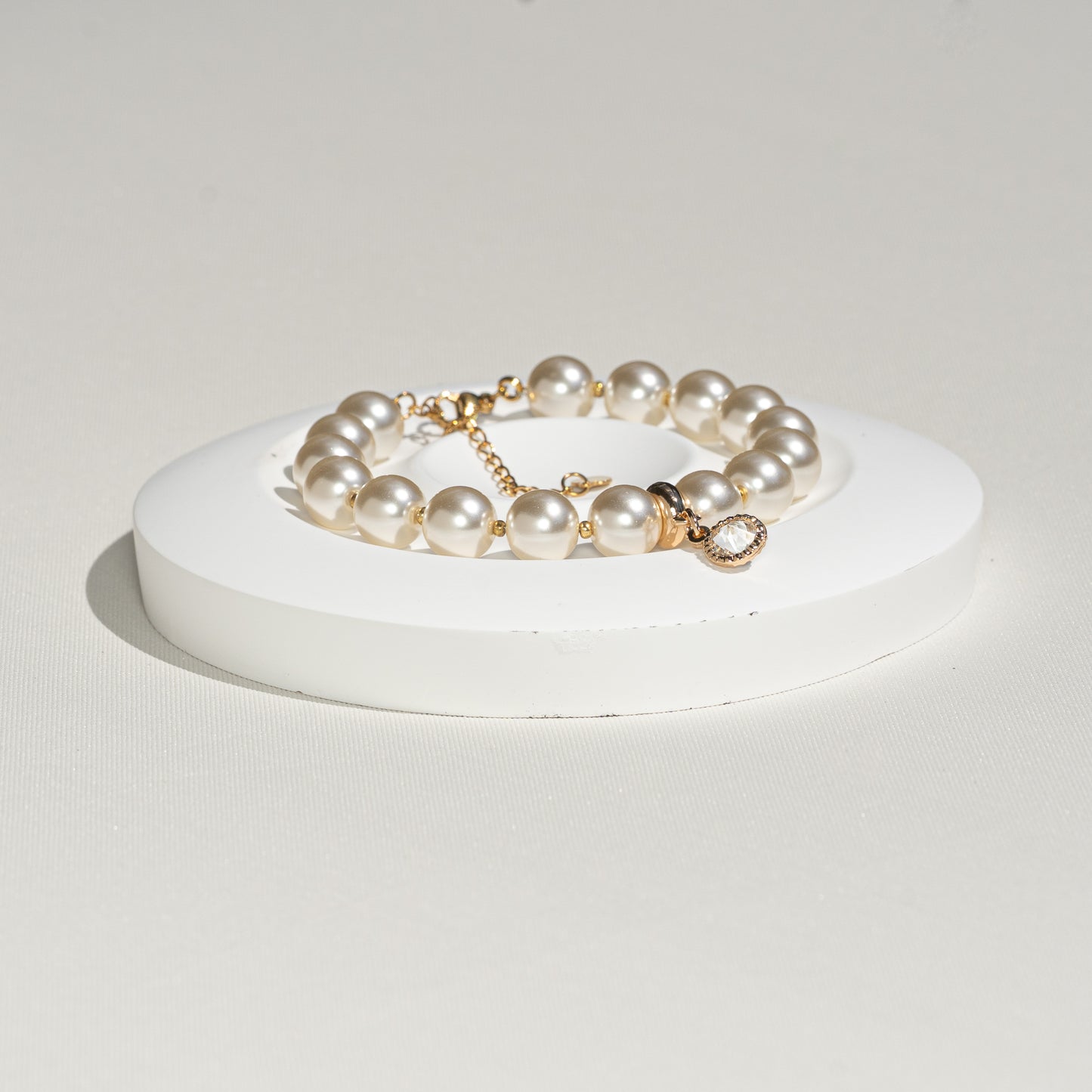 Champagnerfarbenes Perlenarmband, handmade