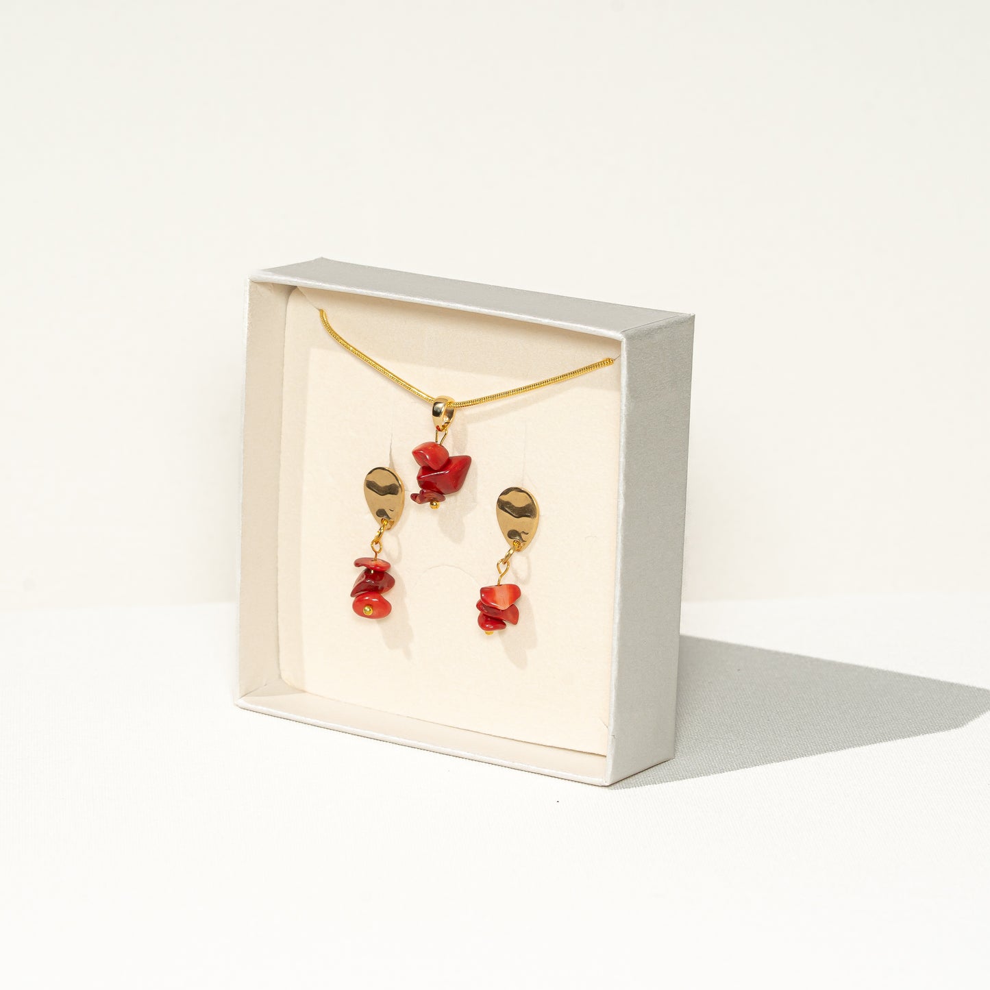 Set rote Koralle, handmade