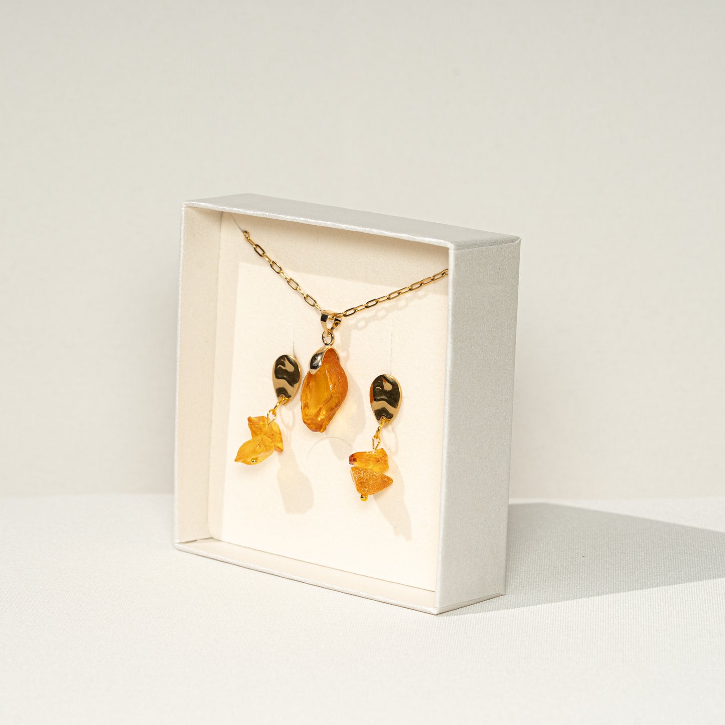 Set Bernstein, Kette und Ohrringe, handmade