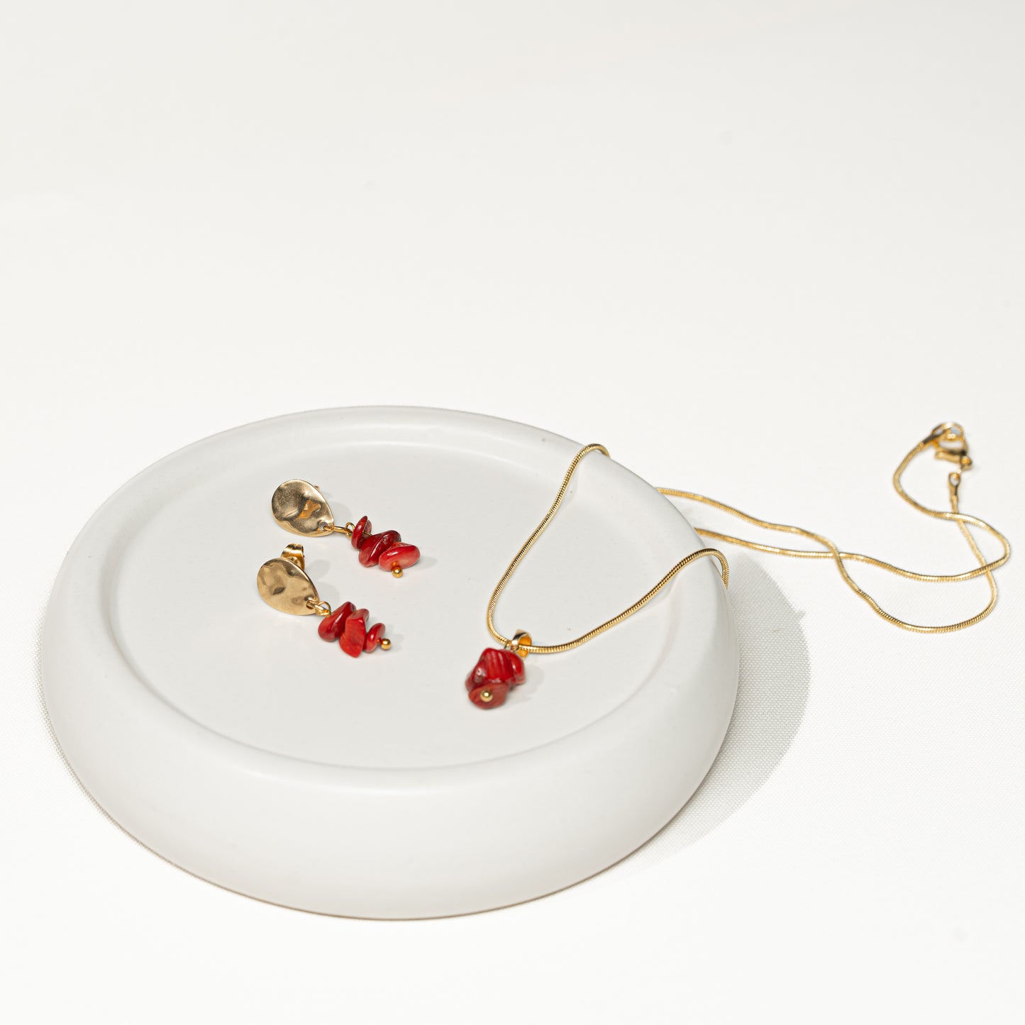 Set rote Koralle, handmade