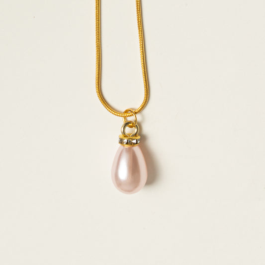 Perlenkette mit rosa Perle, goldfarbend
