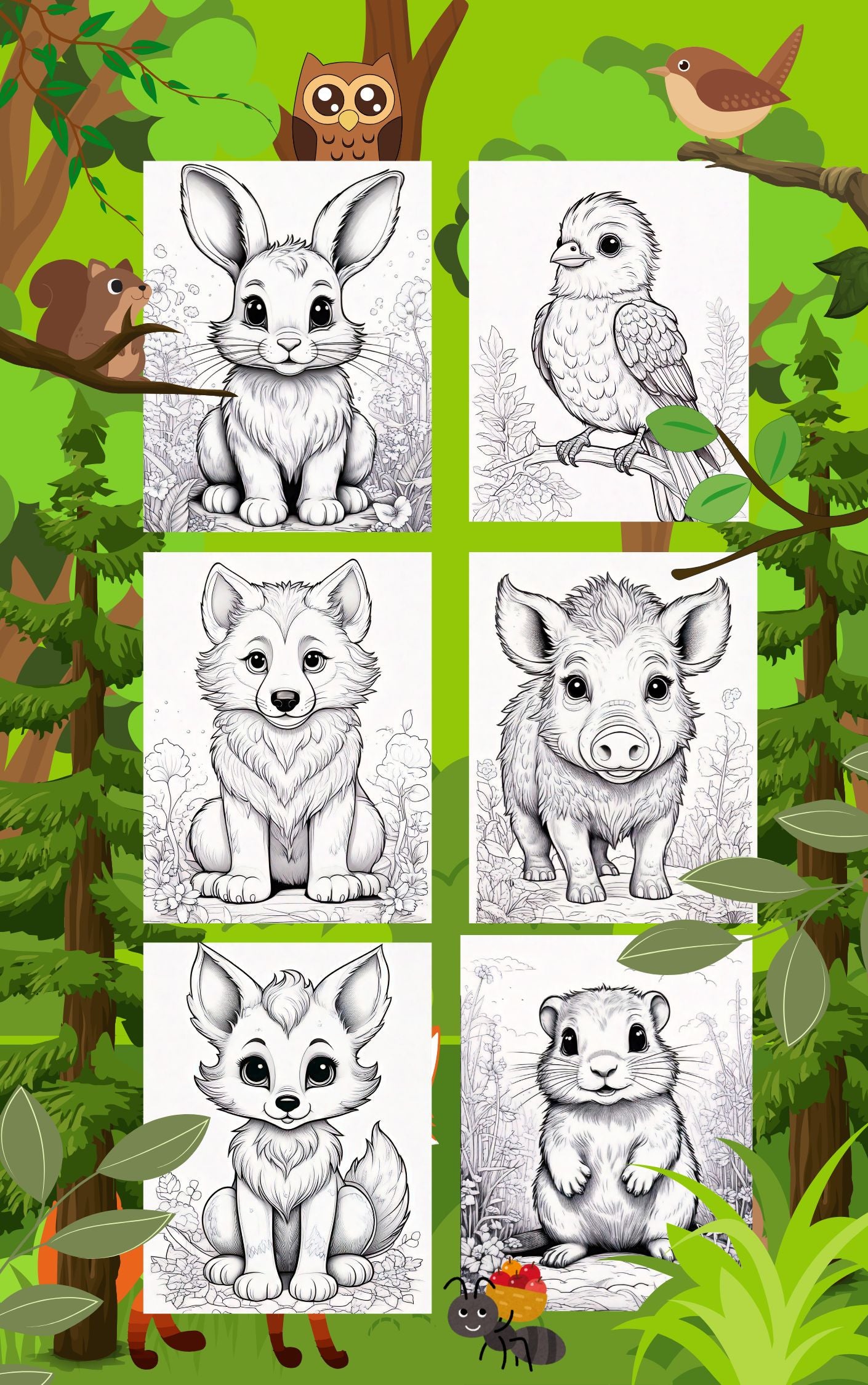 Malbuch für Kinder - Im Wald