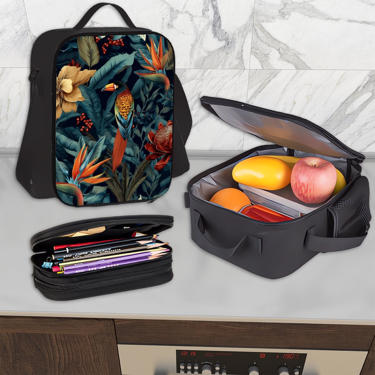 3-teiliges Set: Rucksack, Lunchbag & Federmäppchen