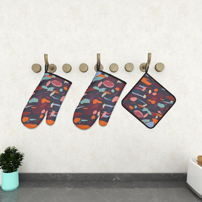 Ofenhandschuh- und Topflappen-Set (3-teilig)