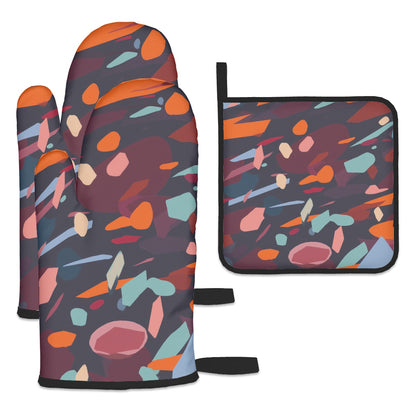 Ofenhandschuh- und Topflappen-Set (3-teilig)