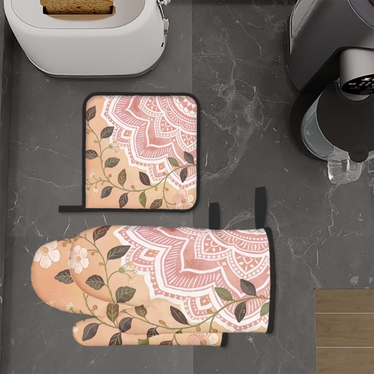 Ofenhandschuh- und Topflappen-Set (3-teilig)