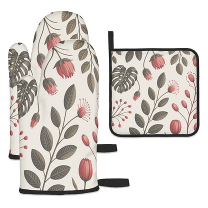 Ofenhandschuh- und Topflappen-Set (3-teilig)
