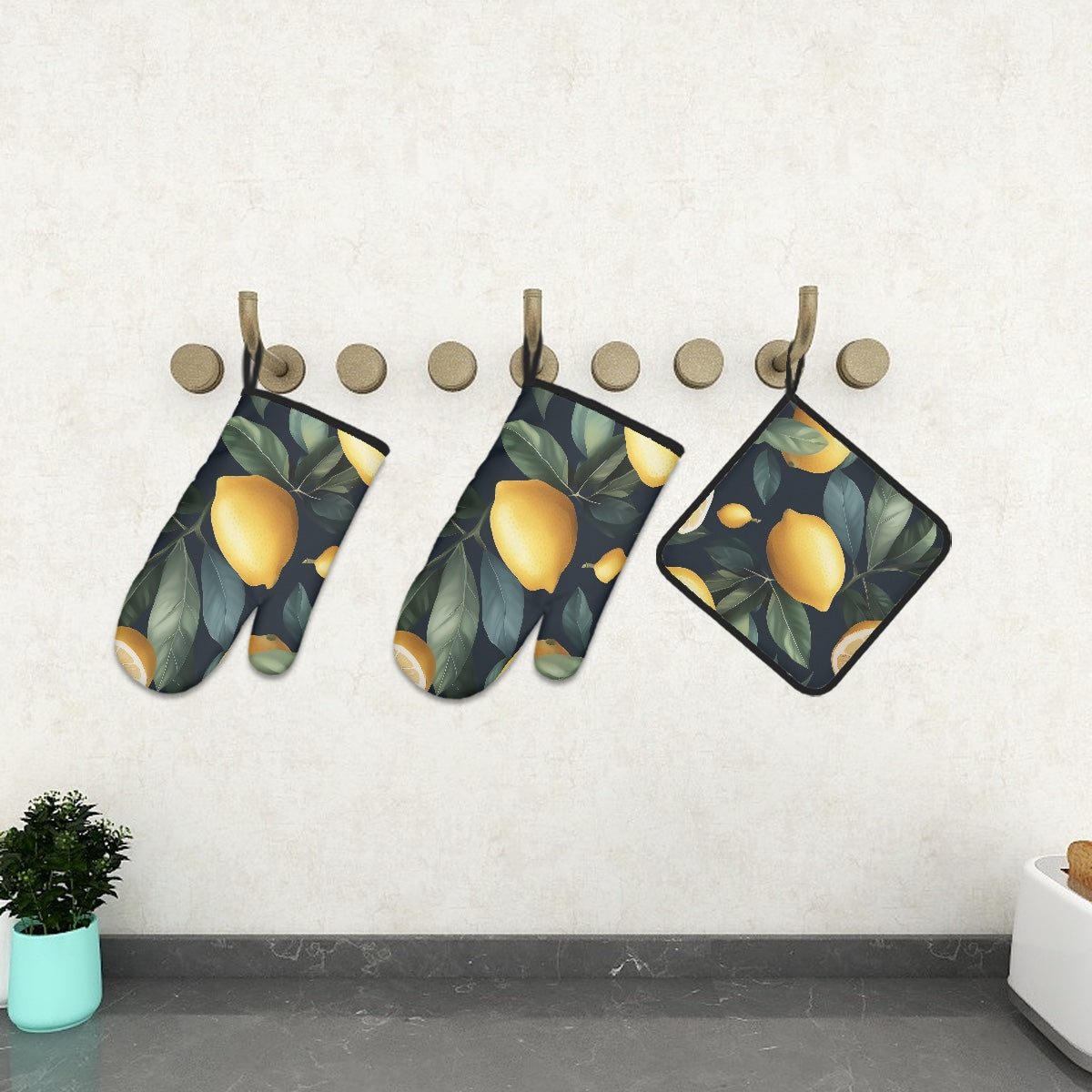 Ofenhandschuh- und Topflappen-Set (3-teilig)