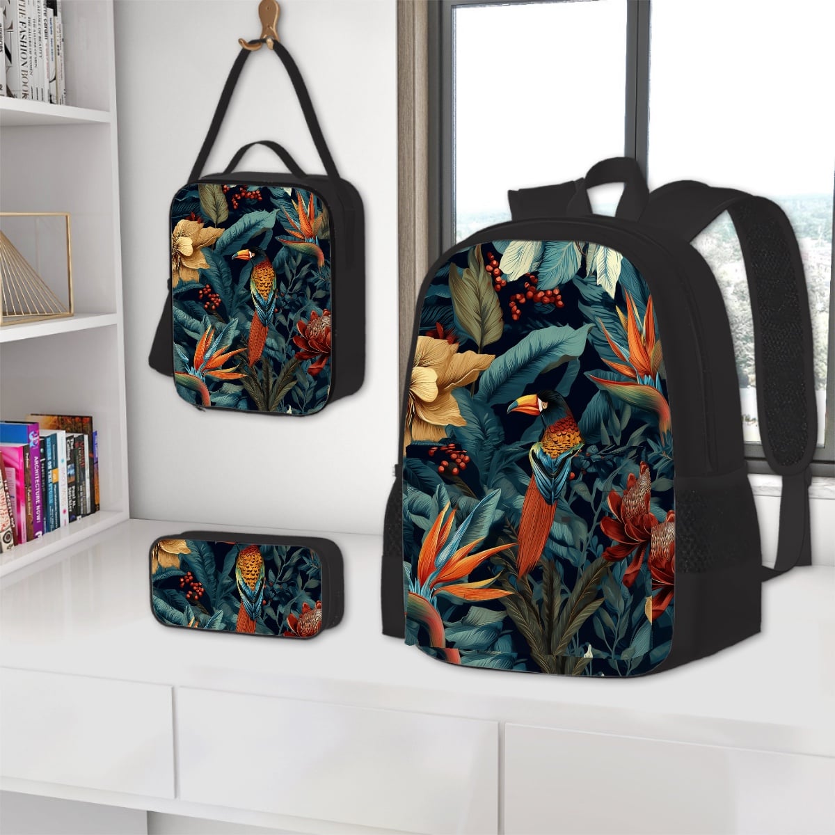 3-teiliges Set: Rucksack, Lunchbag & Federmäppchen