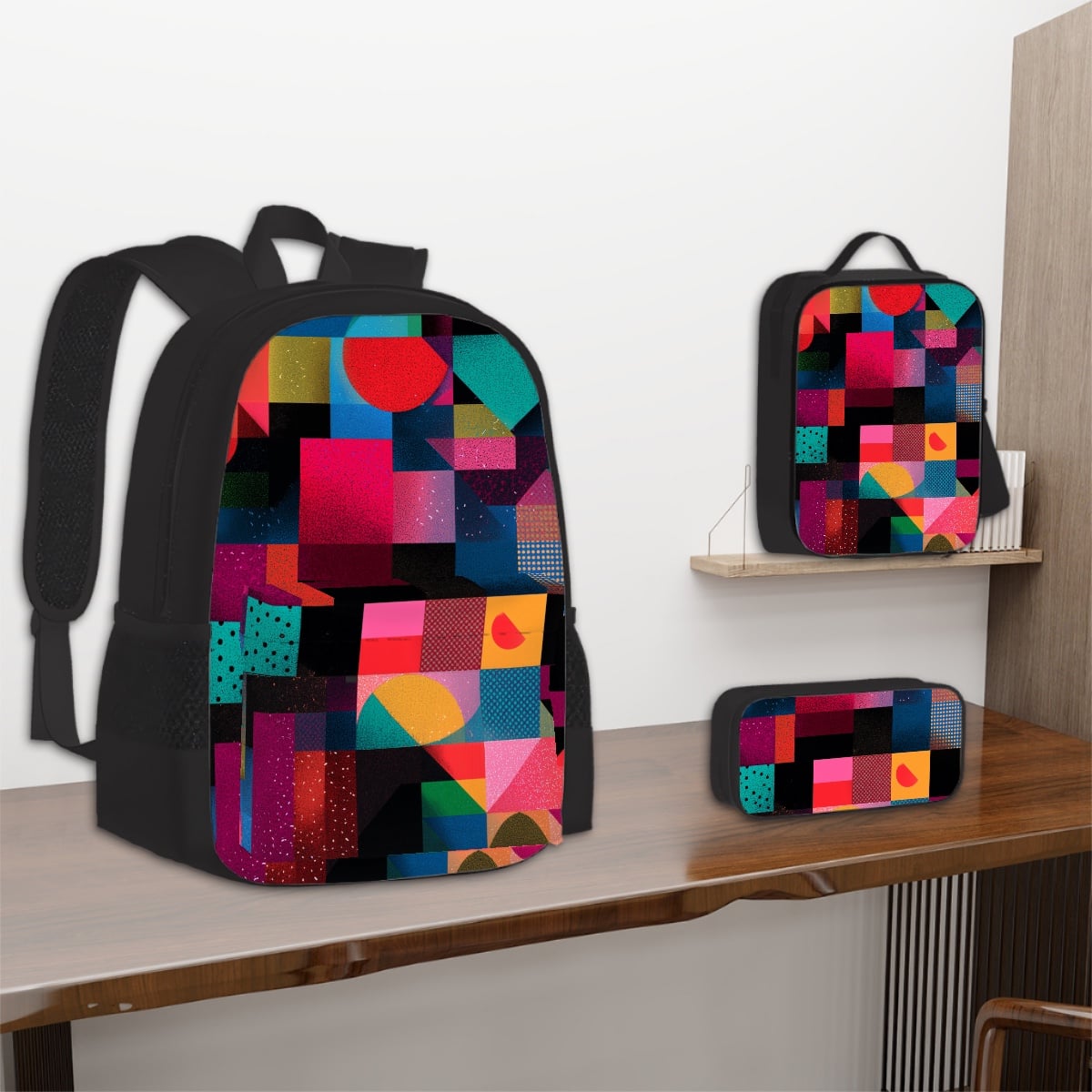3-teiliges Set: Rucksack, Lunchbag & Federmäppchen