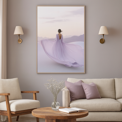 Wandbild Frau im lila Kleid