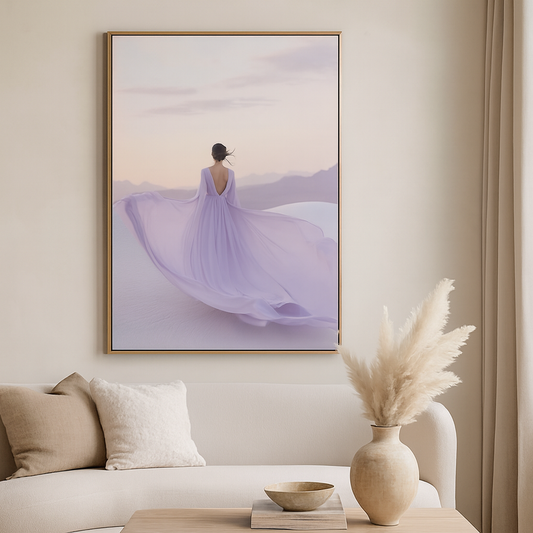 Wandbild Frau im lila Kleid