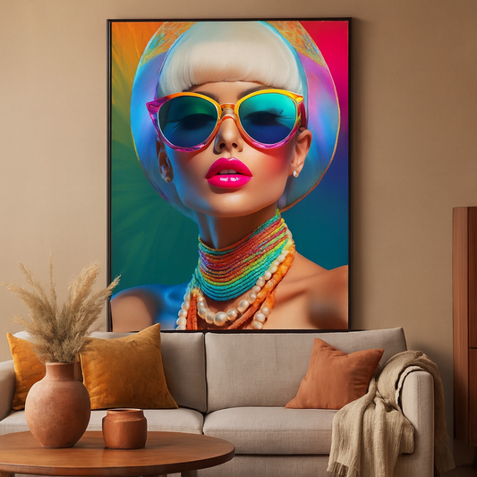 Wandbild Woman with pink lips