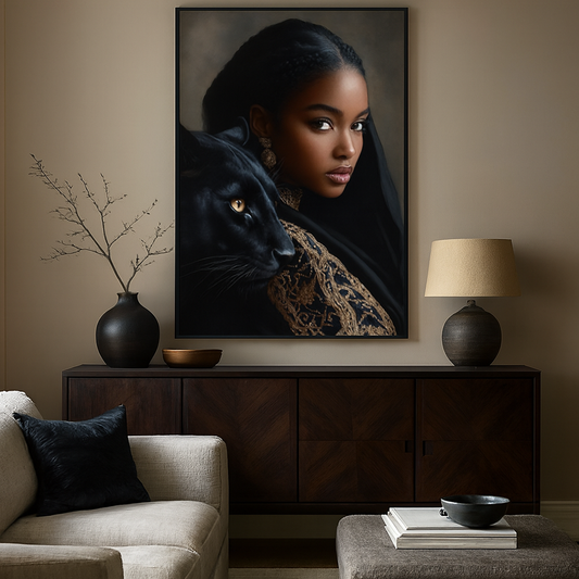 Wandbild Frau mit Panther