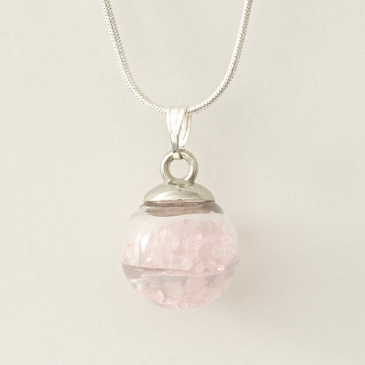 Perle Rosenquarz, silber, handmade