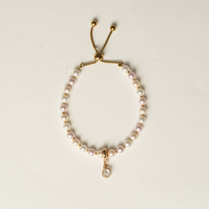 Set Perlenkette und Armband dreifarbig