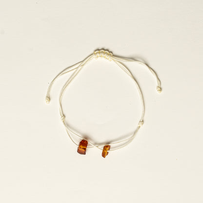 Macrame bracelet with two ambers