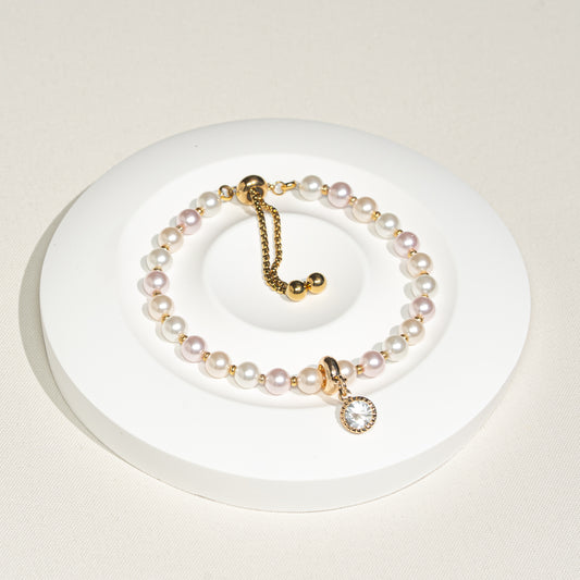 Roséfarbenes Perlenarmband fein, handmade