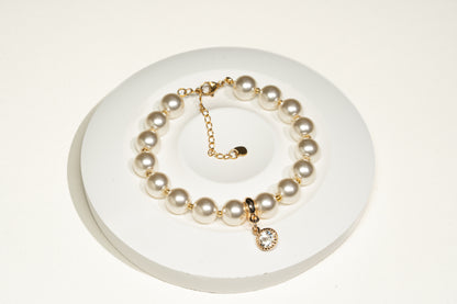 Champagnerfarbenes Perlenarmband, handmade
