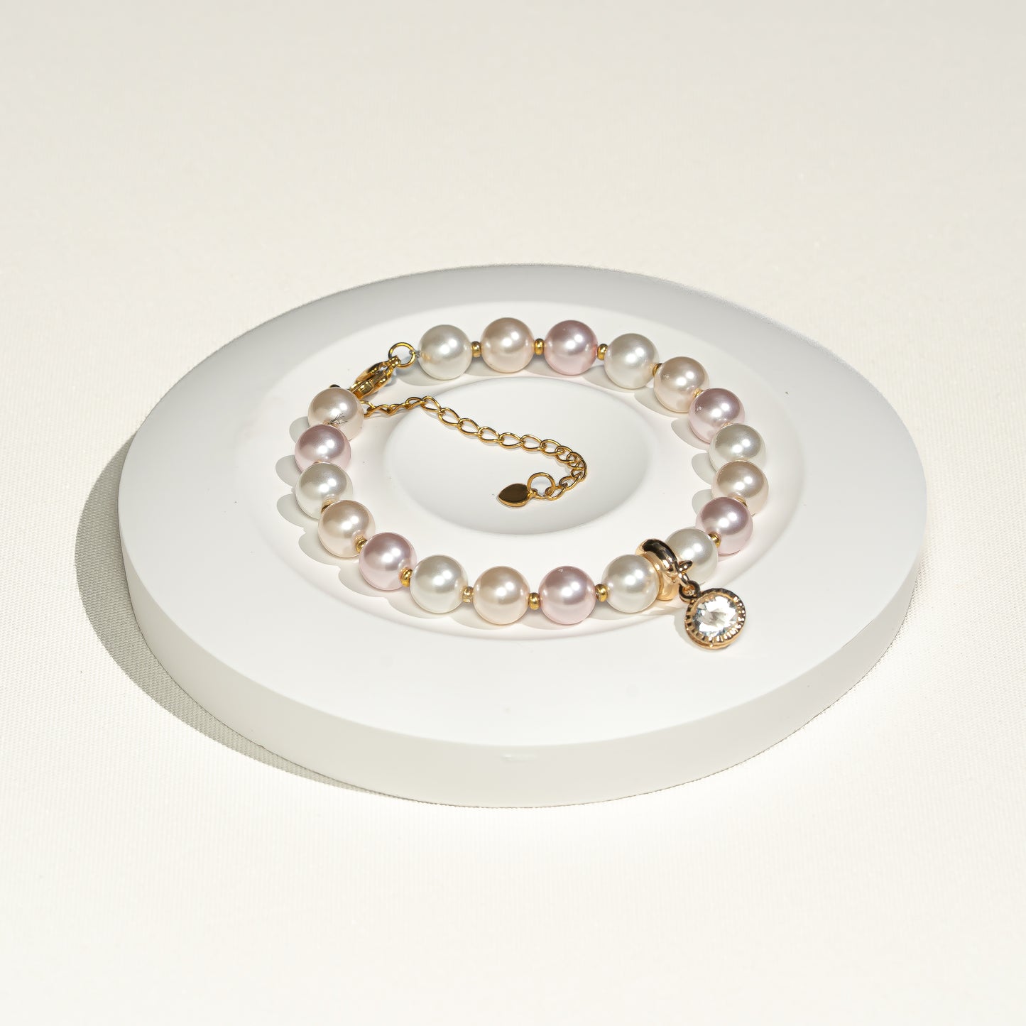 Roséfarbenes Perlenarmband, handmade
