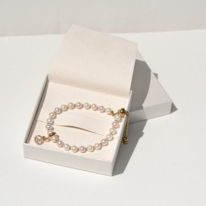 Roséfarbenes Perlenarmband fein, handmade