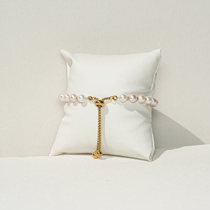 Roséfarbenes Perlenarmband fein, handmade
