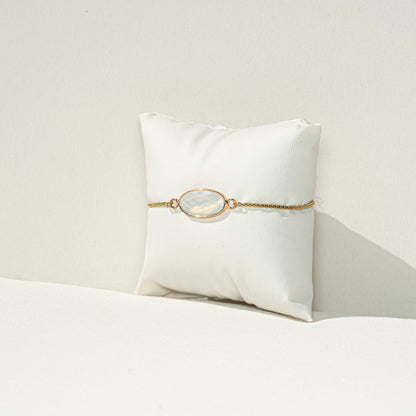Opal (Mondstein) Edelstahl Armband, handmade