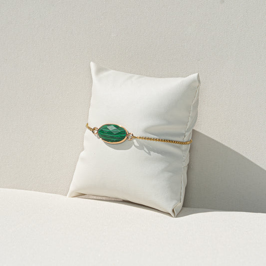 Synthetischer Malachit Edelstahl Armband, handmade
