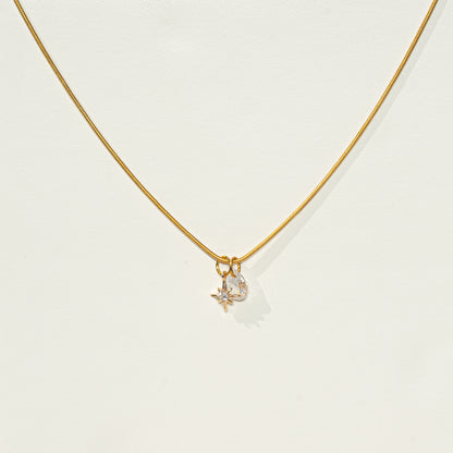 Kette 18K vergoldet mit Zirkonia und kleinem Stern, handmade