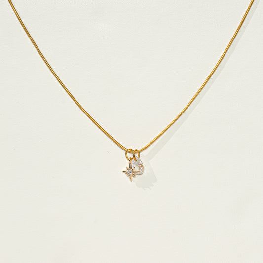 Kette mit Zirkonia und kleinem Stern, handmade