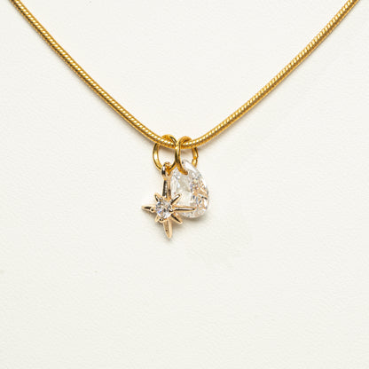Kette 18K vergoldet mit Zirkonia und kleinem Stern, handmade
