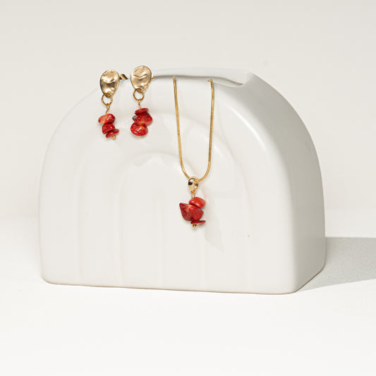 Set rote Koralle, handmade