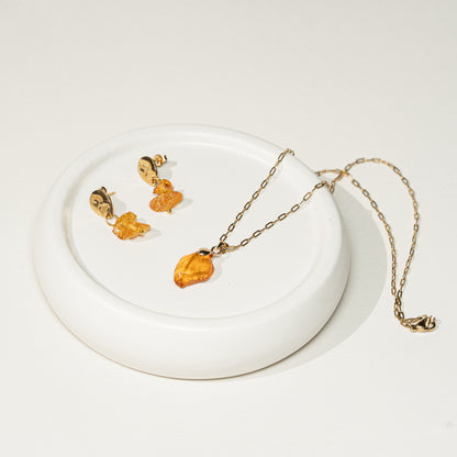 Set Bernstein, Kette und Ohrringe, handmade