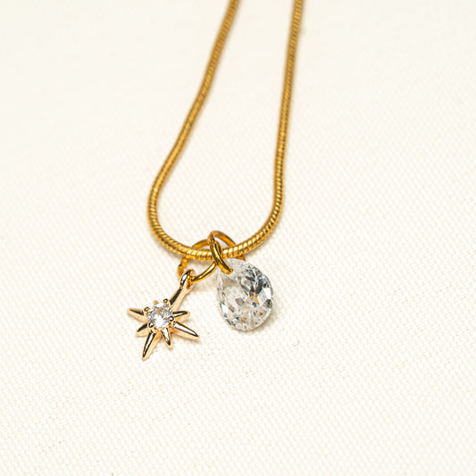 Set Zirkonia, Kette und Ohrringe, handmade