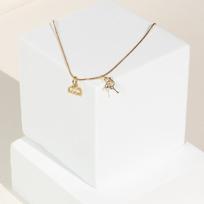 Kette 18K vergoldet mit Sternzeichen und Flamingo (personalisiert)