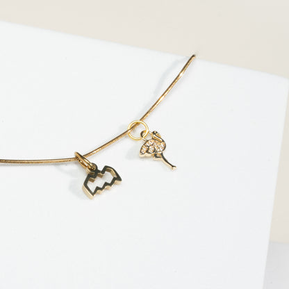 Kette 18K vergoldet mit Sternzeichen und Flamingo (personalisiert)